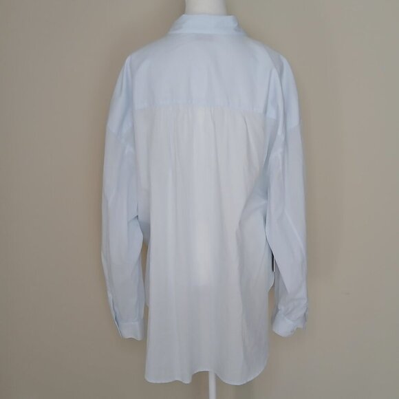 NWT Aritzia Babaton Marilyn Oversized Button-up Blouse in Glimmer Baby Blue XL - Picture 7 of 10